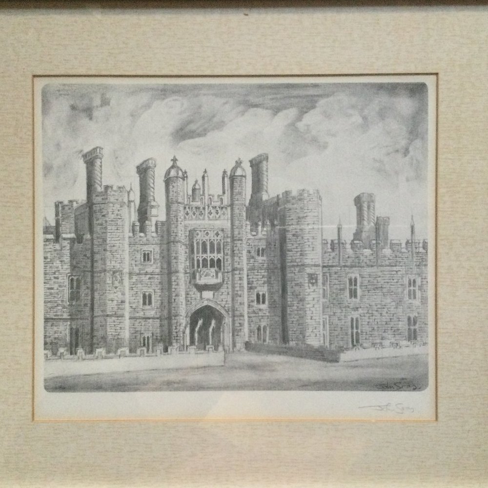 John Gray lithography print pencil signed vintage framed London tower